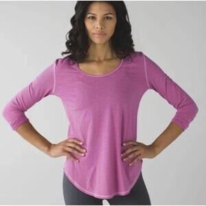 Lululemon Yogini 5 Year Long Sleeve Tee in Pink Stripe - Size - 10